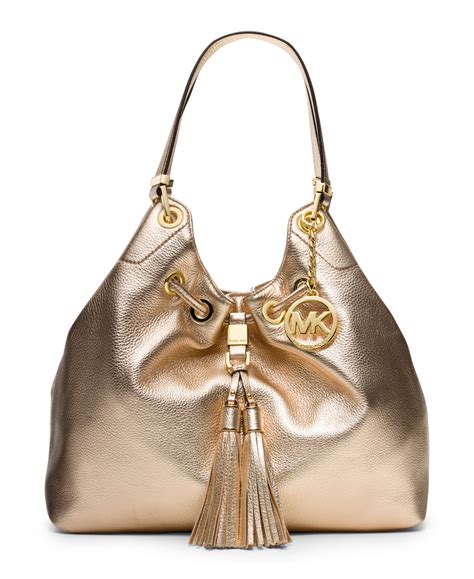 michael kors large bag gold inside|Michael Kors large gold tote.